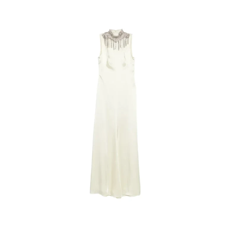 Alexander McQueen maxi-jurk met opstaande kraag en versieringen