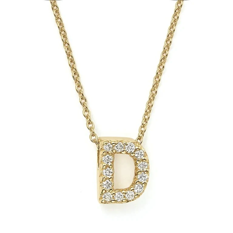 Roberto Coin 18K Yellow Gold and Diamond Initial Love Letter Pendant Necklace, 16