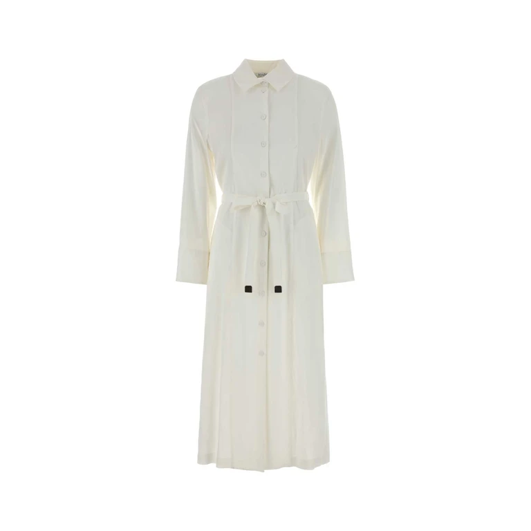 Max Mara White Stretch Linen Blend Nordica Shirt Dress Bianco Ottico Abiti - Women