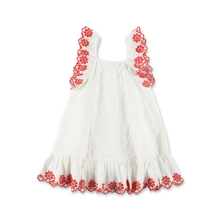 Stella Mccartney Kids Embroidered Linen-cotton Dress