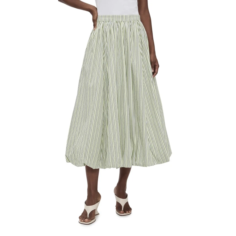 Cinq à Sept Striped Cellah Skirt Ivory/Lime 16