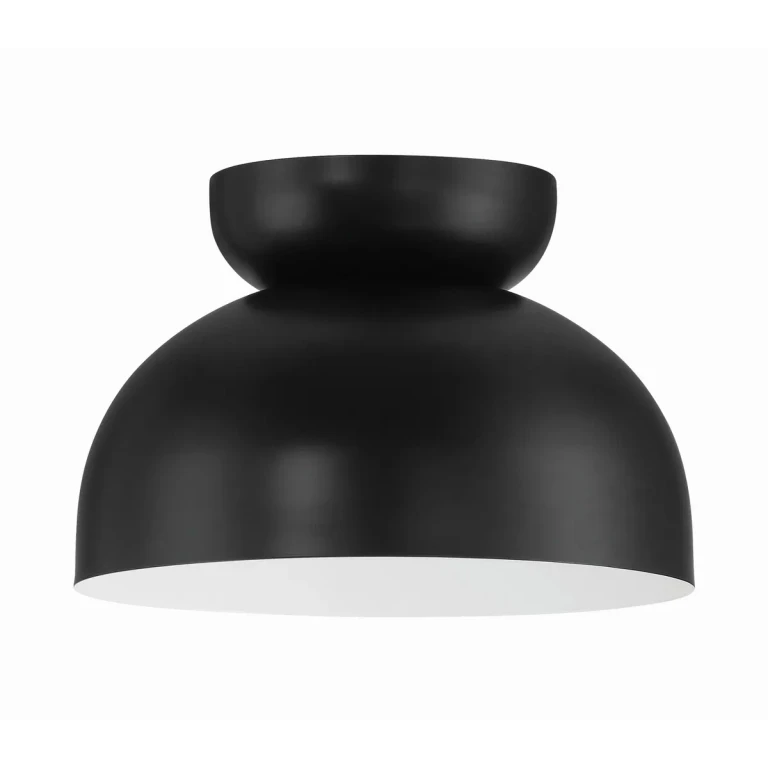 Flat Black One Light Flushmount from the Ventura Dome Collection