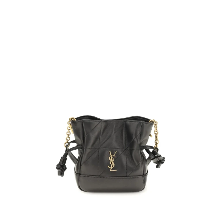 Saint Laurent 블랙 레더 미니 제이미 버킷 백