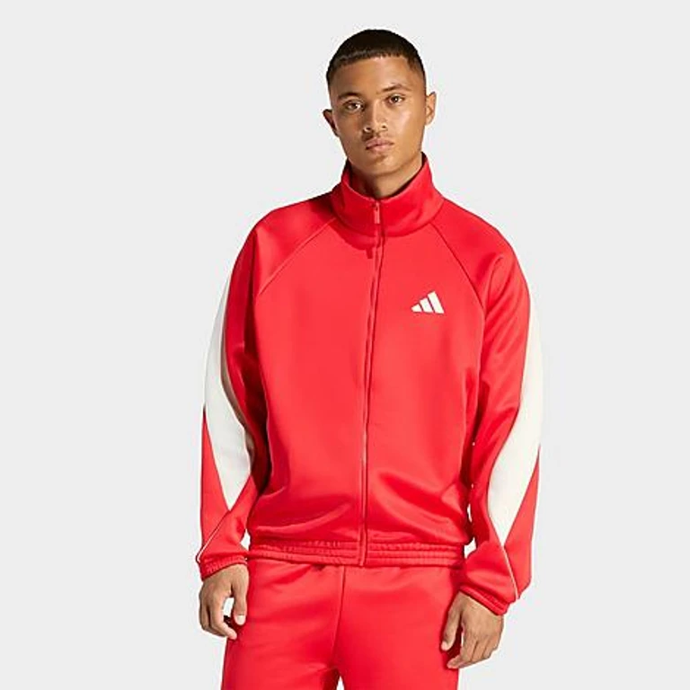 adidas Men's Stadium Track Jacket in Pure Ruby/Off White Size: XS