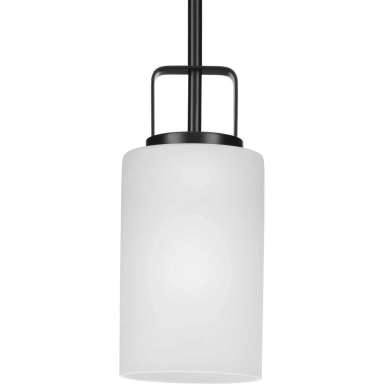 Matte Black One Light Mini Pendant from the League Collection