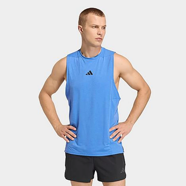 adidas Men's Designed for Training Workout Tank Top in Ray Blue Size: Small