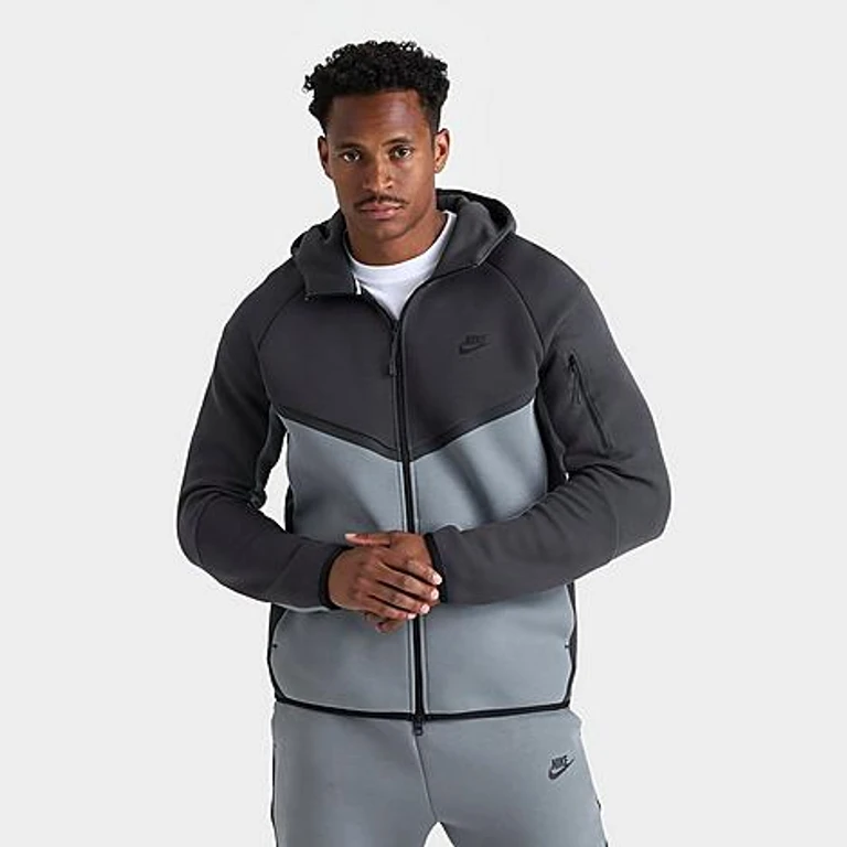 Nike Men's Tech Fleece Windrunner Full-Zip Hoodie in Anthracite/Cool Grey/Black Size: XS