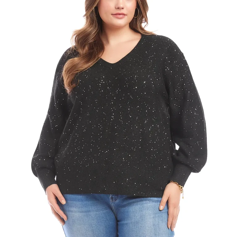 Karen Kane Sequinned V Neck Sweater