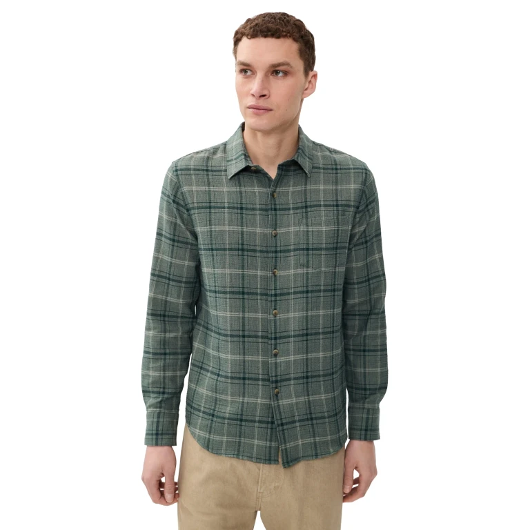 Vince Catskill Plaid Long Sleeve French Placket Shirt Seaweed/Matcha XXL