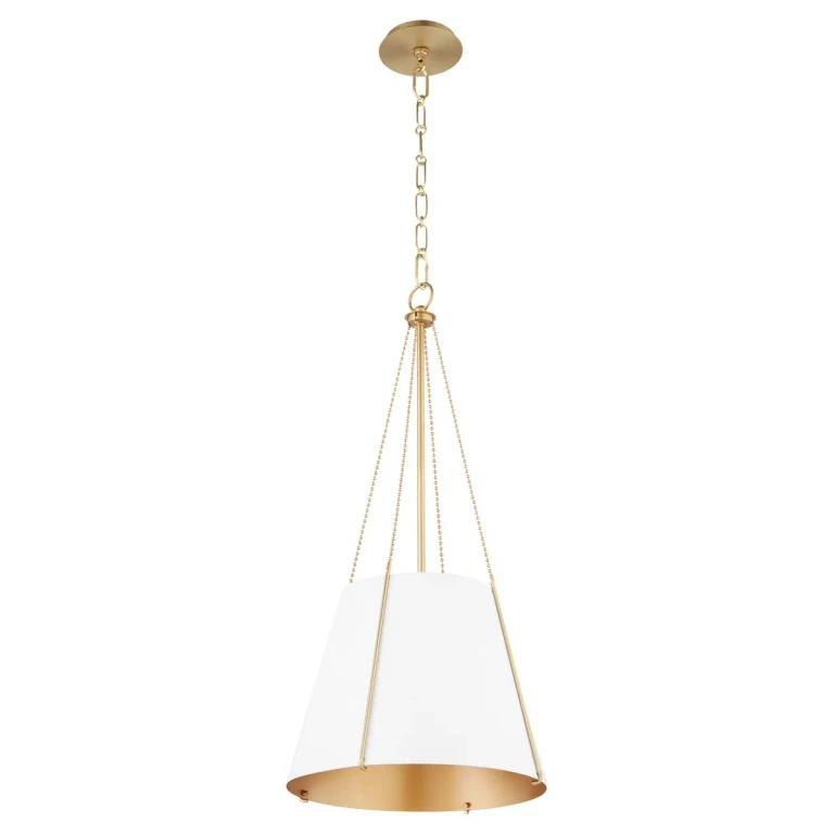 Denise 1-Light Pendant in Studio White w with Aged Brass