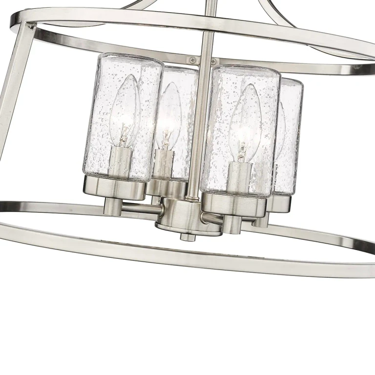 Brushed Nickel Four Light Semi Flush Mount from the Errol Collection