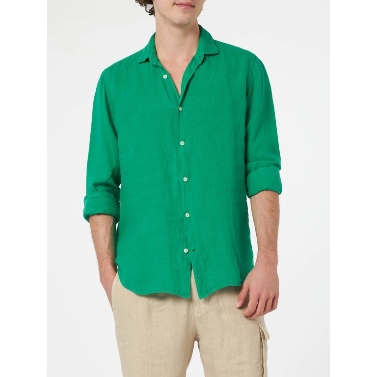 MC2 Saint Barth Pamplona Linen Shirt In Green