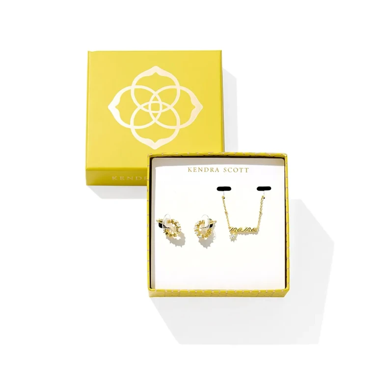 Kendra Scott Cubic Zirconia Mama Necklace & Cailin Hoop Earrings Set in 14K Gold Plated