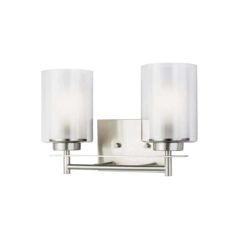 Brushed Nickel Two Light Wall Bath from the Elmwood Park Collection