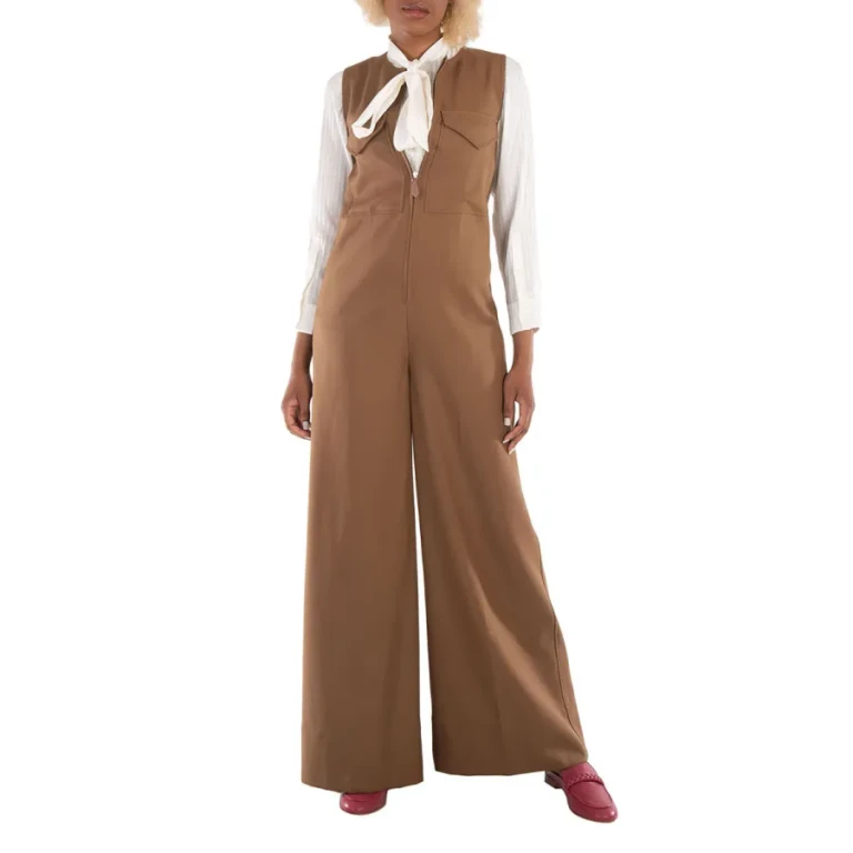 Burberry Ladies Warm Walnut Neave Wool Jumpsuit
