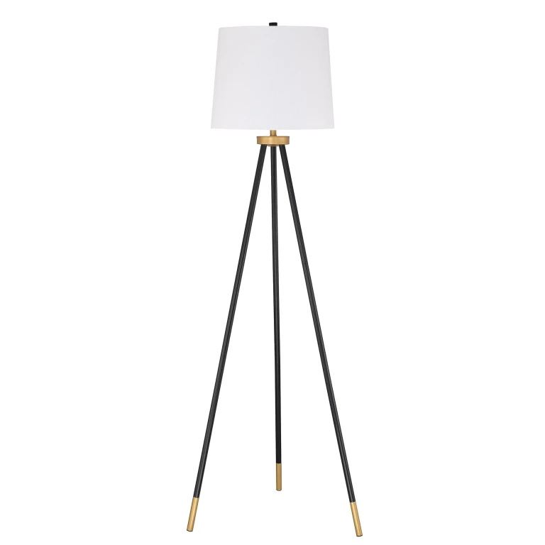 Floor Lamp 1-Light Floor Lamp in Painted Black with Painted Gold