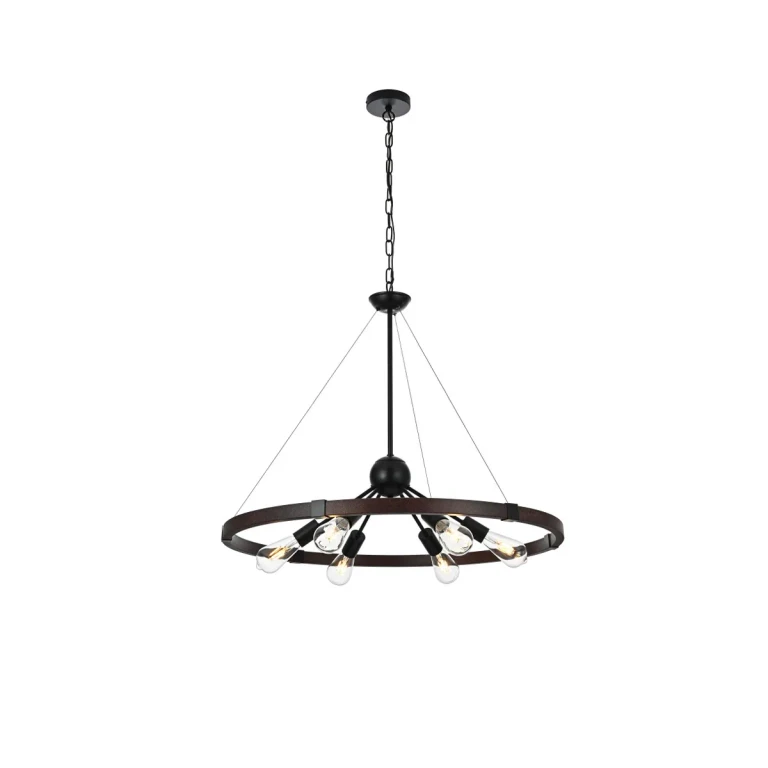Black Six Light Pendant from the Thora Collection