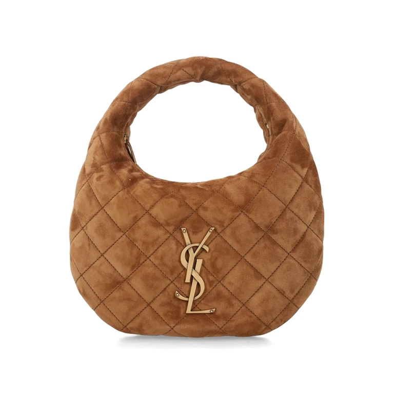 Saint Laurent Icarino Quilted Suede Bag Cognac Calf Skin Tote - Women