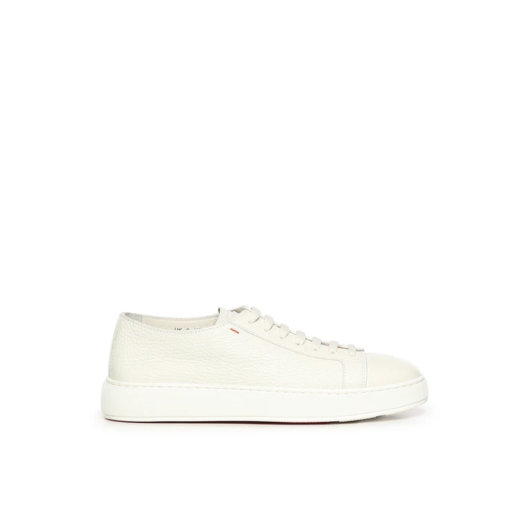 Santoni Sneakers White Calf Leather/rubber Sole - Men