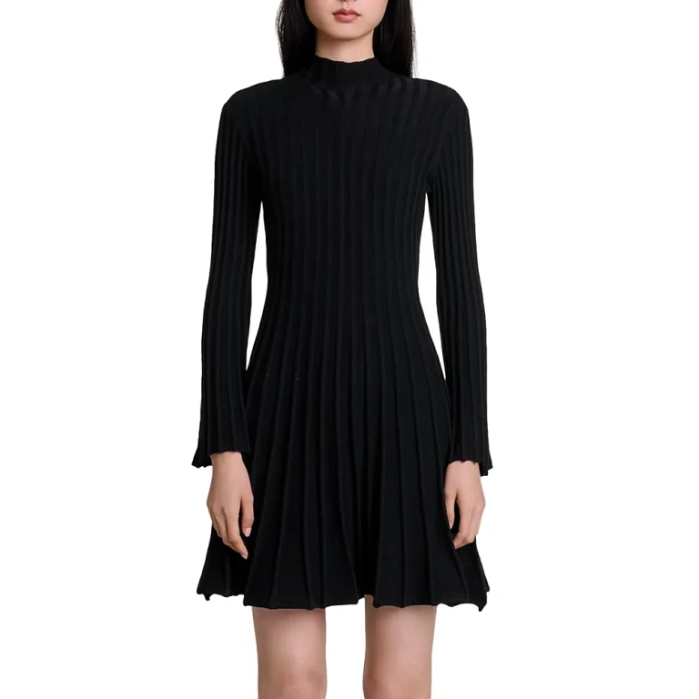 Maje Raffie Ribbed Flared Dress