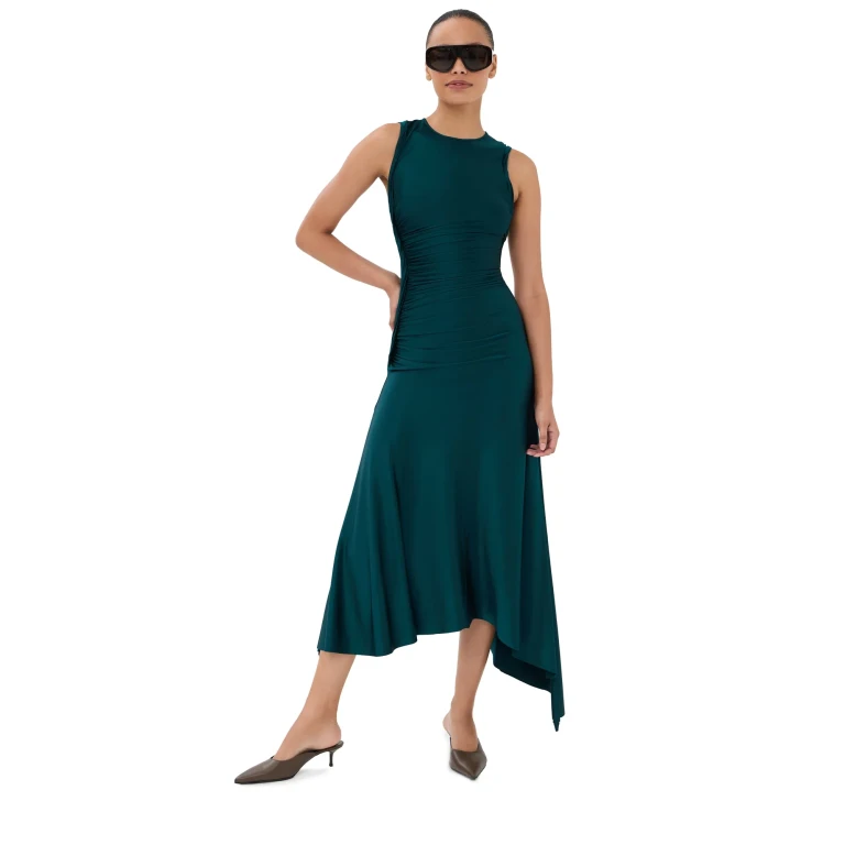 Victoria Beckham Sleeveless Twist Detail Dress Dark Teal 8