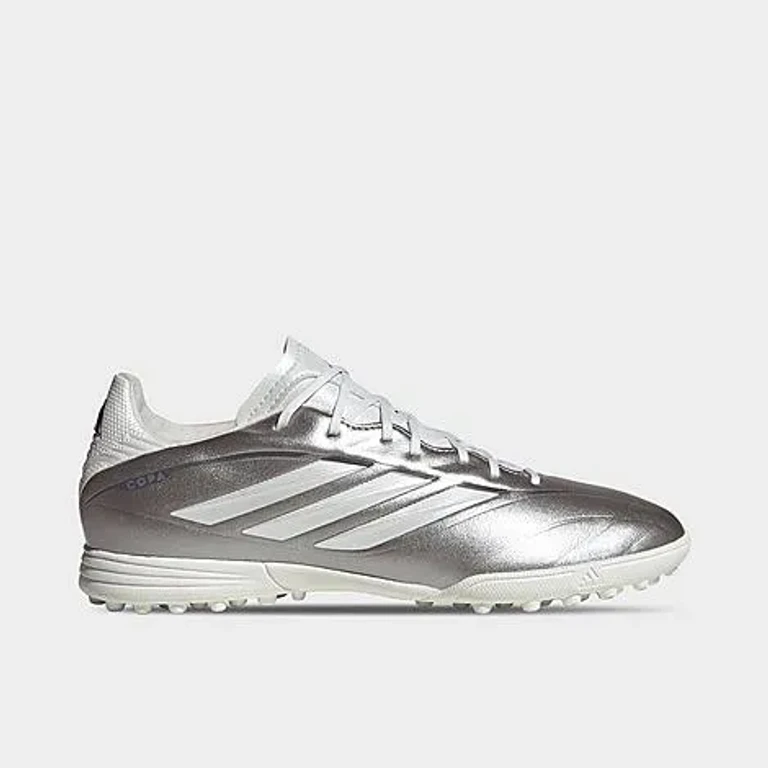 adidas Big Kids Copa Pure IV League Turf Soccer Cleats in Taupe Metallic/Zero Metallic/Night Metallic Size: 1.0