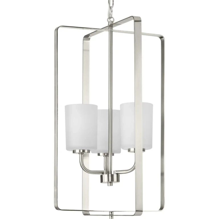 Brushed Nickel Three Light Foyer Pendant from the League Collection