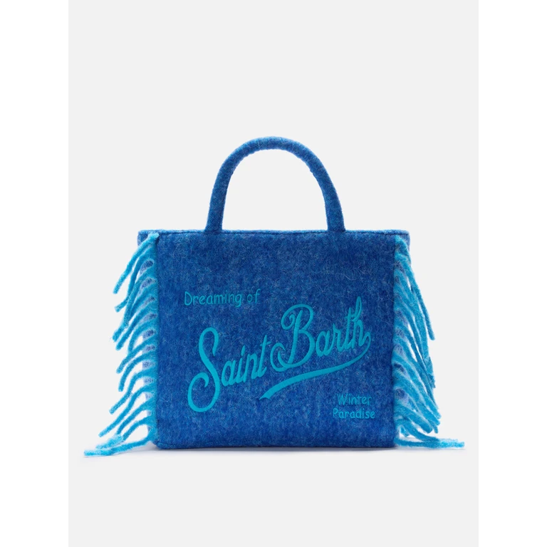 Mc2 Saint Barth Vanity Blanket Shoulder Bag With Side Fringes Blue - Unisex