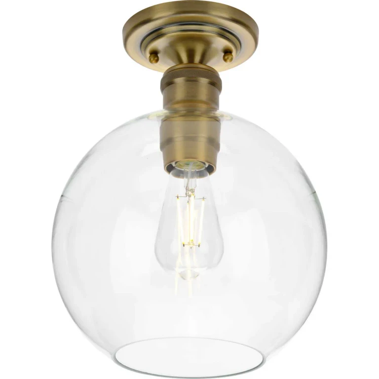 Vintage Brass One Light Flush Mount from the Hansford Collection