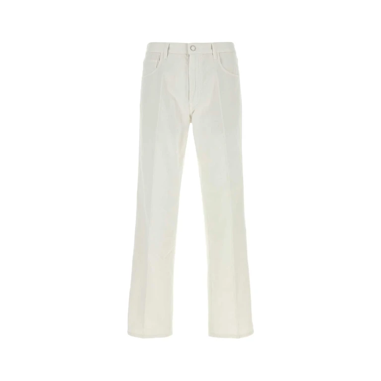 Prada Chalk Cotton Pant Off White Exterior: Pantaloni - Men