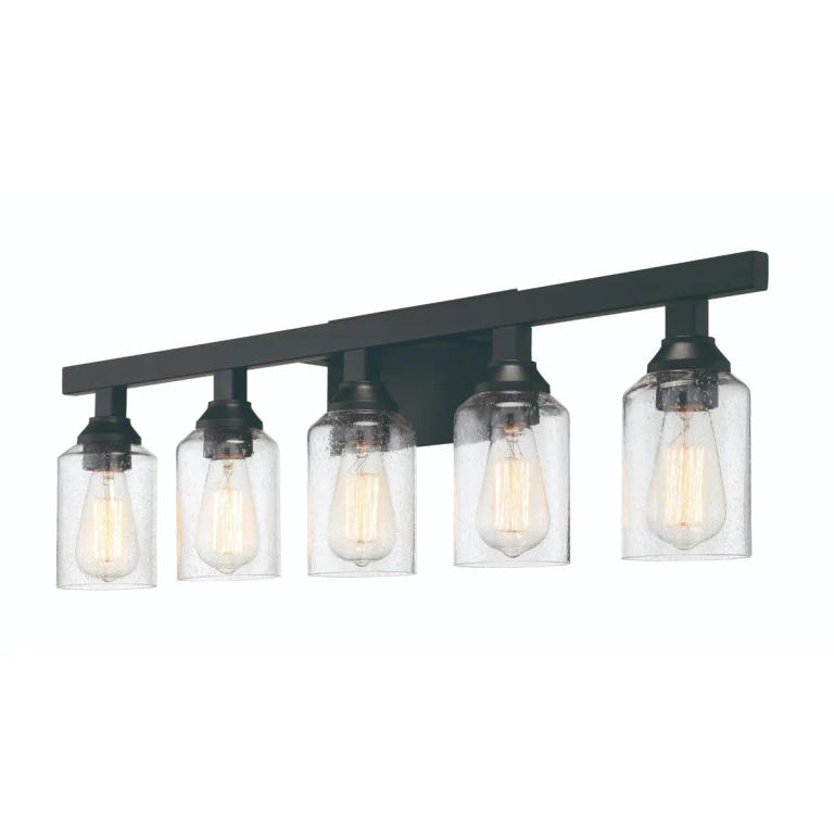 Flat Black Five Light Vanity from the Chicago Collection