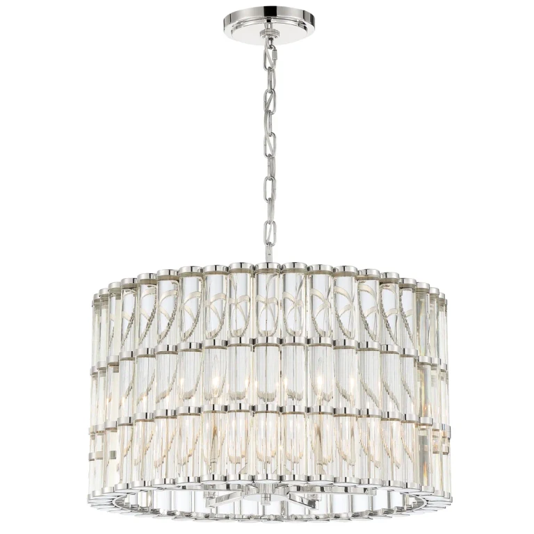 Crystorama Elliot 6-Light Traditional Chandelier in Polished Nickel with Clear Glass Crystals