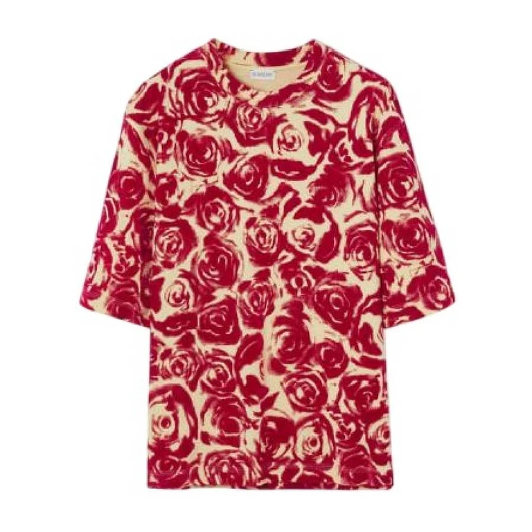 Burberry Short Sleeves Rose Print T-Shirt, Size Large