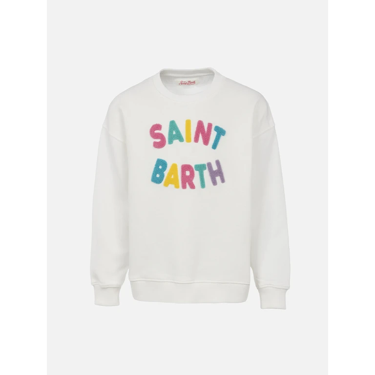Mc2 Saint Barth Girl Sweatshirt Briony With Multicolor Saint Barth Terry Patch White