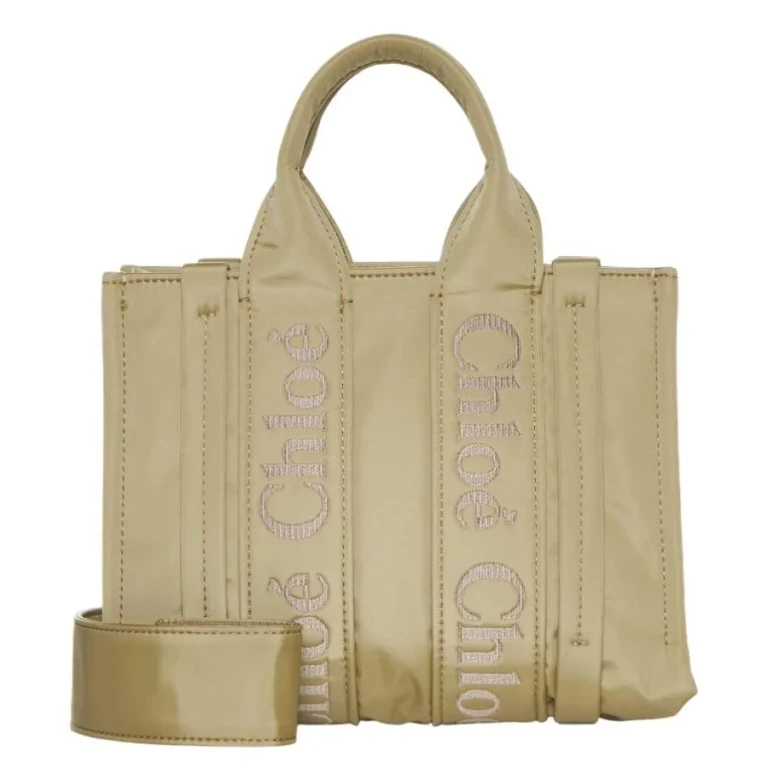 Chloe Woody Logo Small Nylon Tote Bag