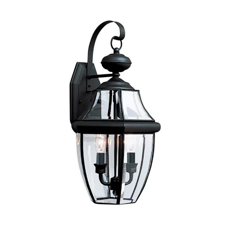 Black Two Light Outdoor Wall Lantern from the Lancaster Collection