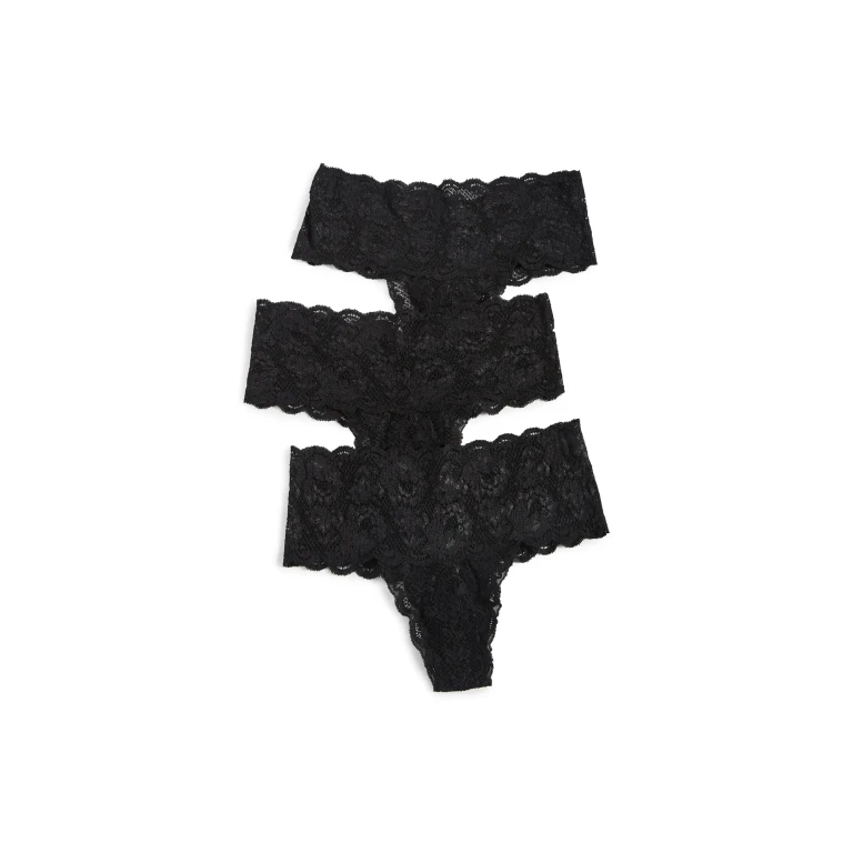 Cosabella Never Say Never Comfy Thongs 3 Pack Blk Blk Blk L/XL