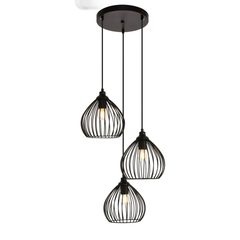Black Three Light Pendant from the Sayer Collection