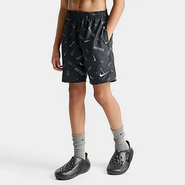 Nike Big Kids Breaker Logo Confetti Swim Shorts in Black Size: XS
