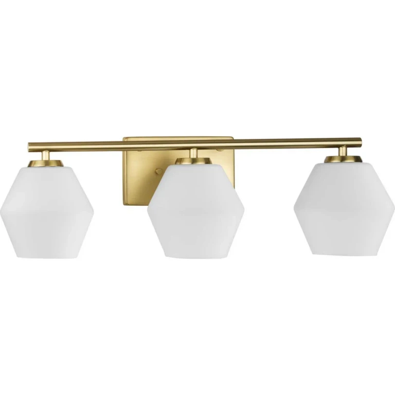 Brushed Gold Three Light Vanity from the Copeland Collection