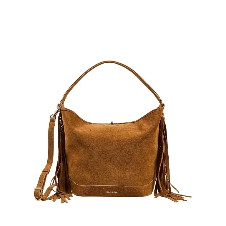 Sandro Fringed Suede Bucket Bag