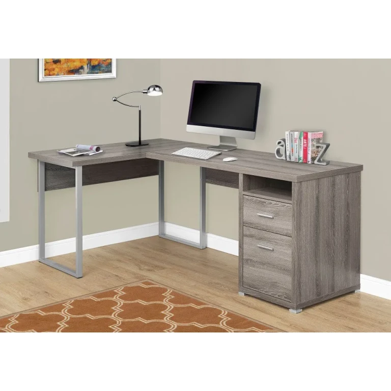 Dark Taupe L-Shaped Computer Desk