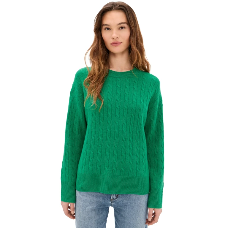 Alex Mill Crew Neck Cable Sweater In Cashmere Verde XL