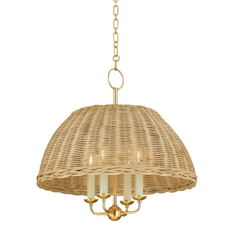 Aged Brass Four Light Chandelier from the Arwen Collection