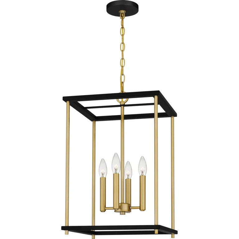 Matte Black Four Light Pendant from the Kynwyd Collection