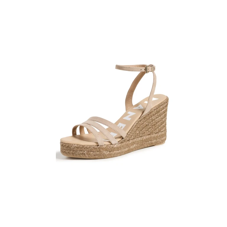 Manebi Three Bands Wedge Espadrilles Vintage Taupe 37