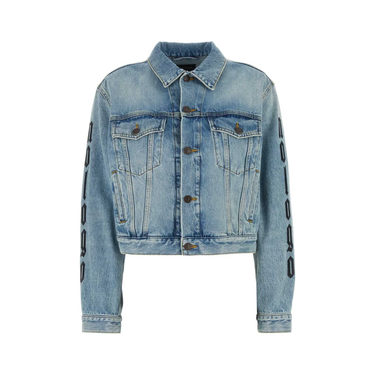 Balenciaga Denim Jacket Icedblue Exterior: Cotton Giubbini - Women