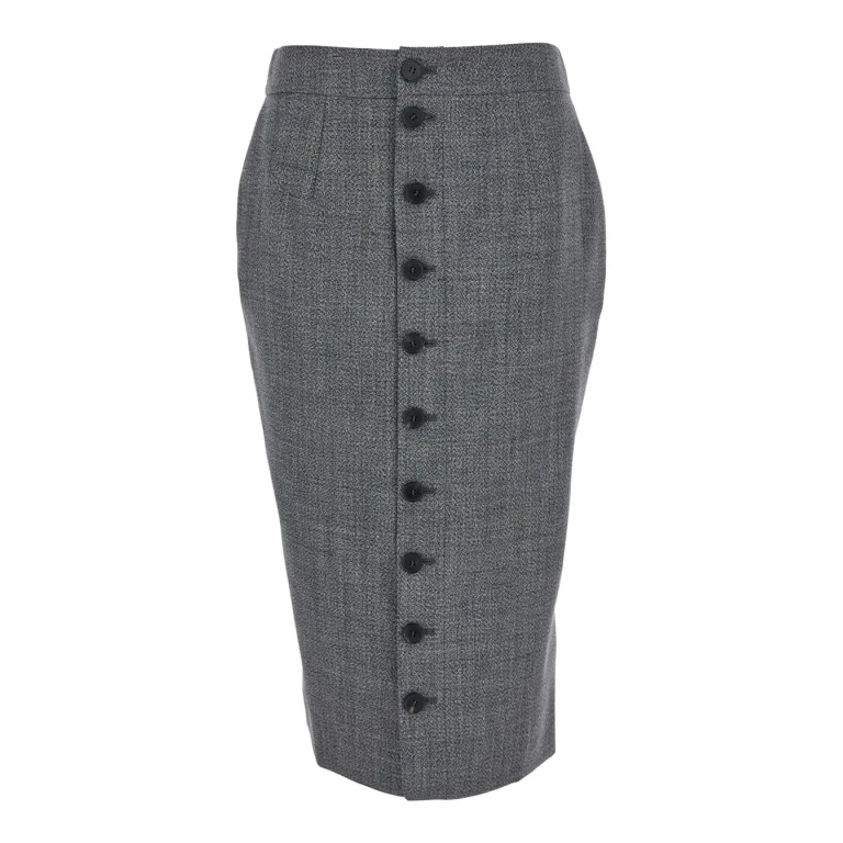Alexander McQueen Grey Skirt With Button Closure In Wool Woman