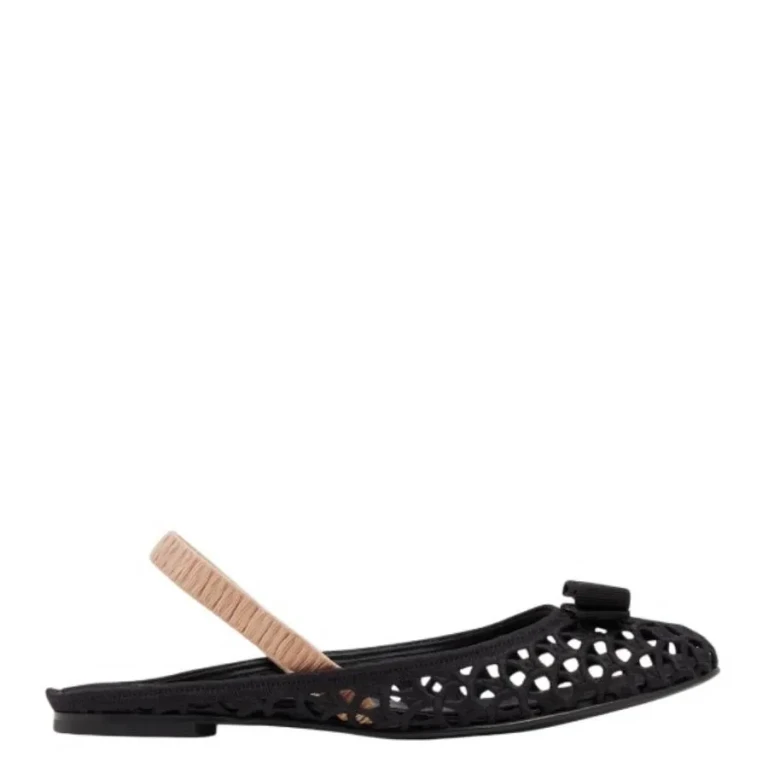 Ferragamo Salvatore Embroidered Vara Bow Ballet Flats