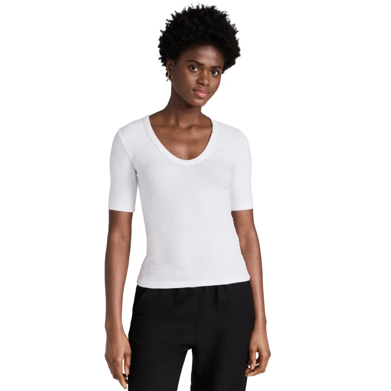 Enza Costa Textured Rib Top White L